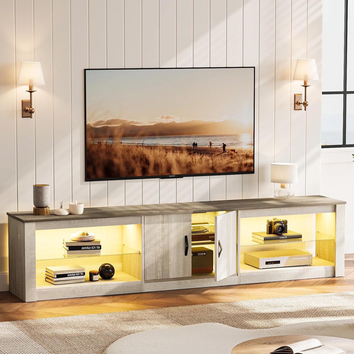 Gaming Console Entertainment Center - Meuble TV 80 pouces pour téléviseurs