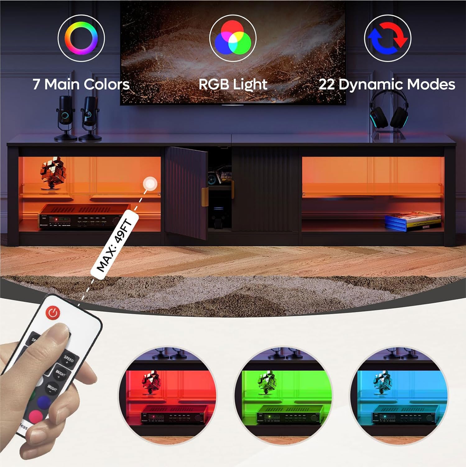 Gaming Console Entertainment Center - Meuble TV 80 pouces pour téléviseurs