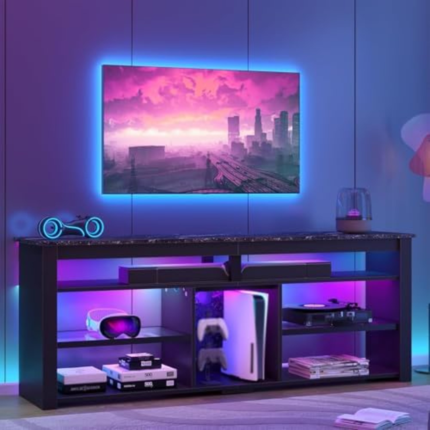 Gaming Console Entertainment Center - Meuble TV pour téléviseur 70 pouces,