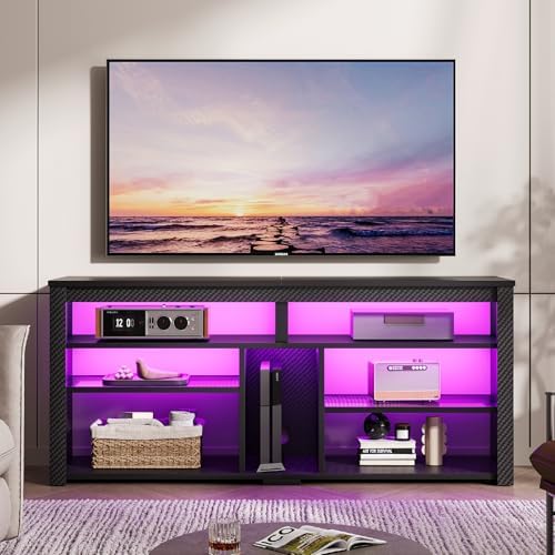 Gaming Console Entertainment Center - Support TV LED haut, meuble multimédia