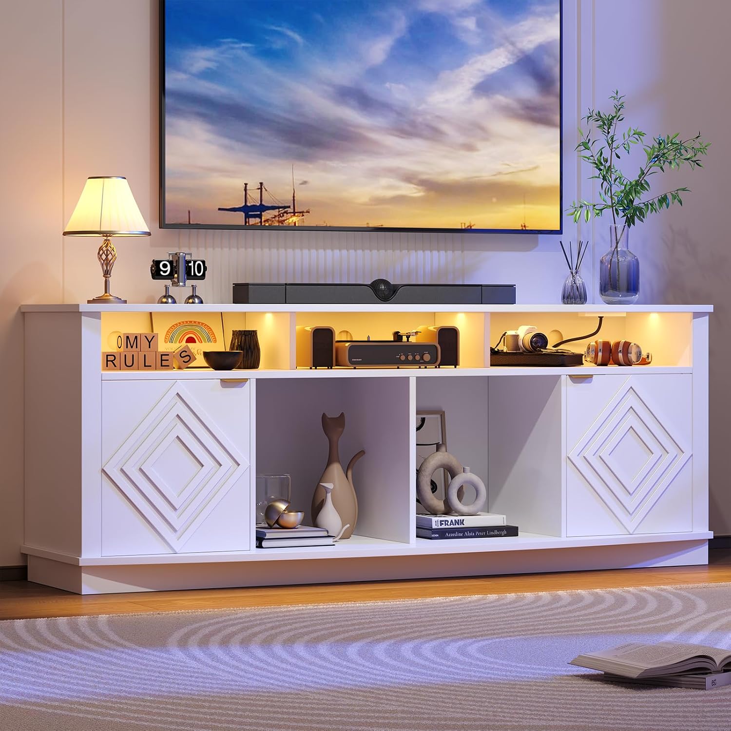 Gaming Console Entertainment Center - Meuble TV LED 80 pouces, centre