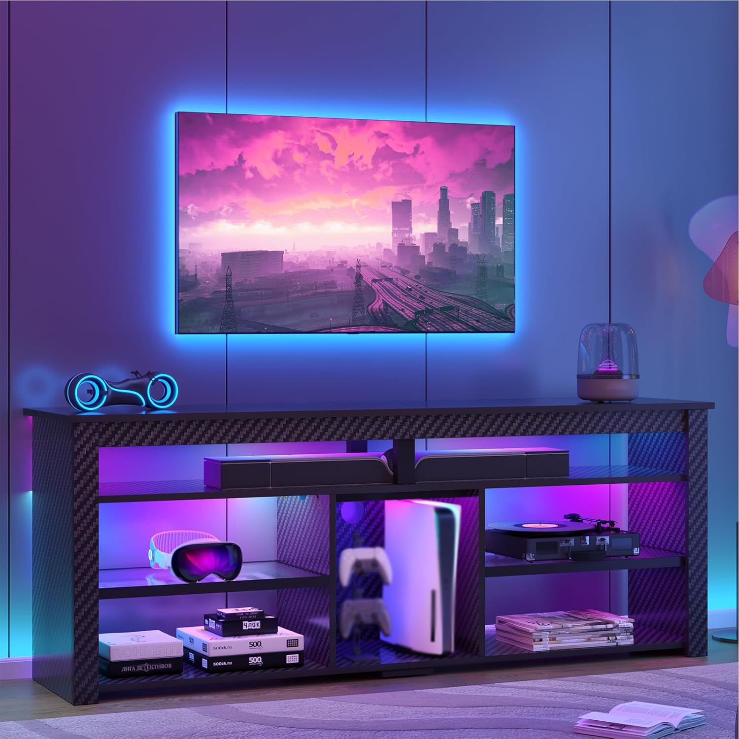 Gaming Console Entertainment Center - Meuble TV pour téléviseur 70 pouces,