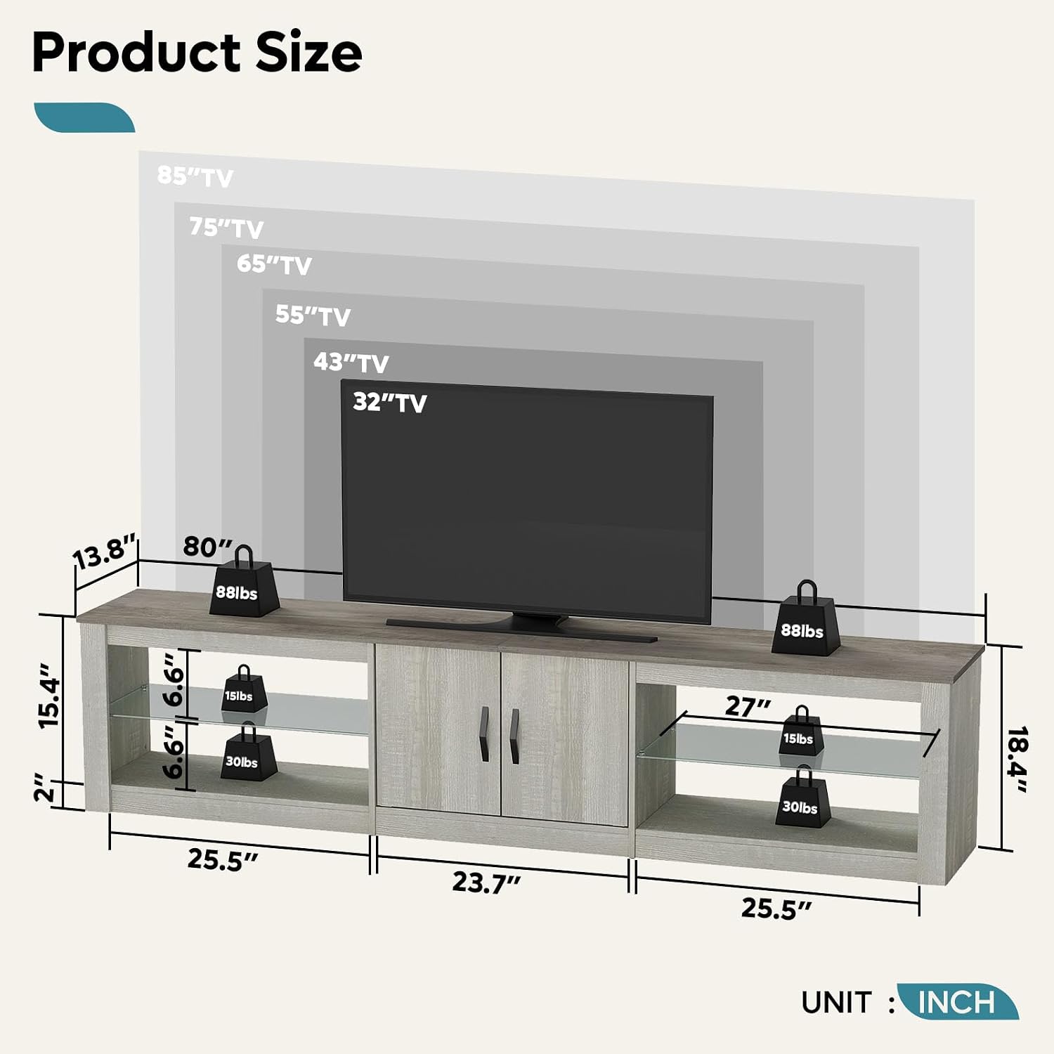 Meuble TV 80 pouces pour télév - Gaming Console Entertainment Center avis et prix