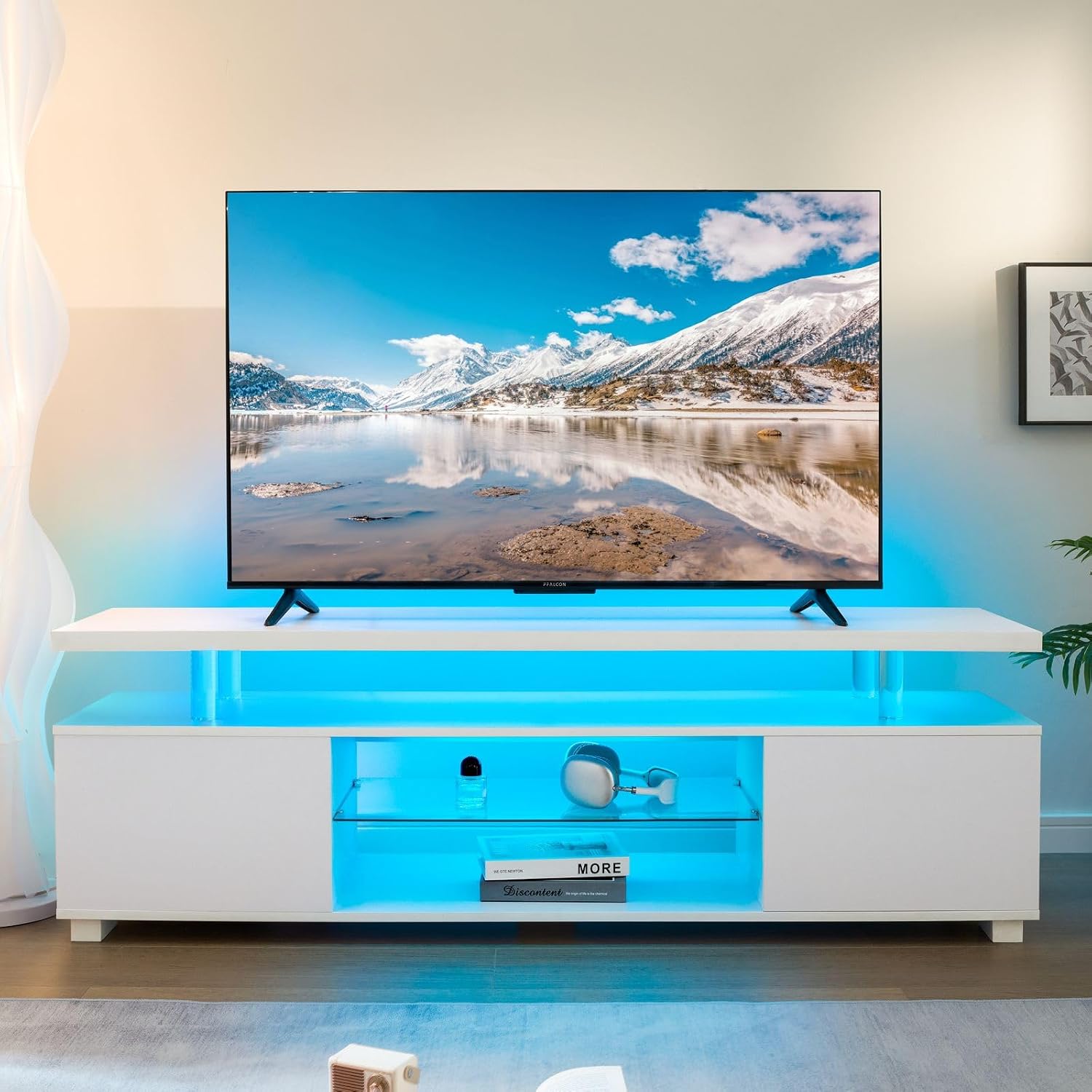 Meuble TV LED blanc, centre de - Gaming Console Entertainment Center avis et prix