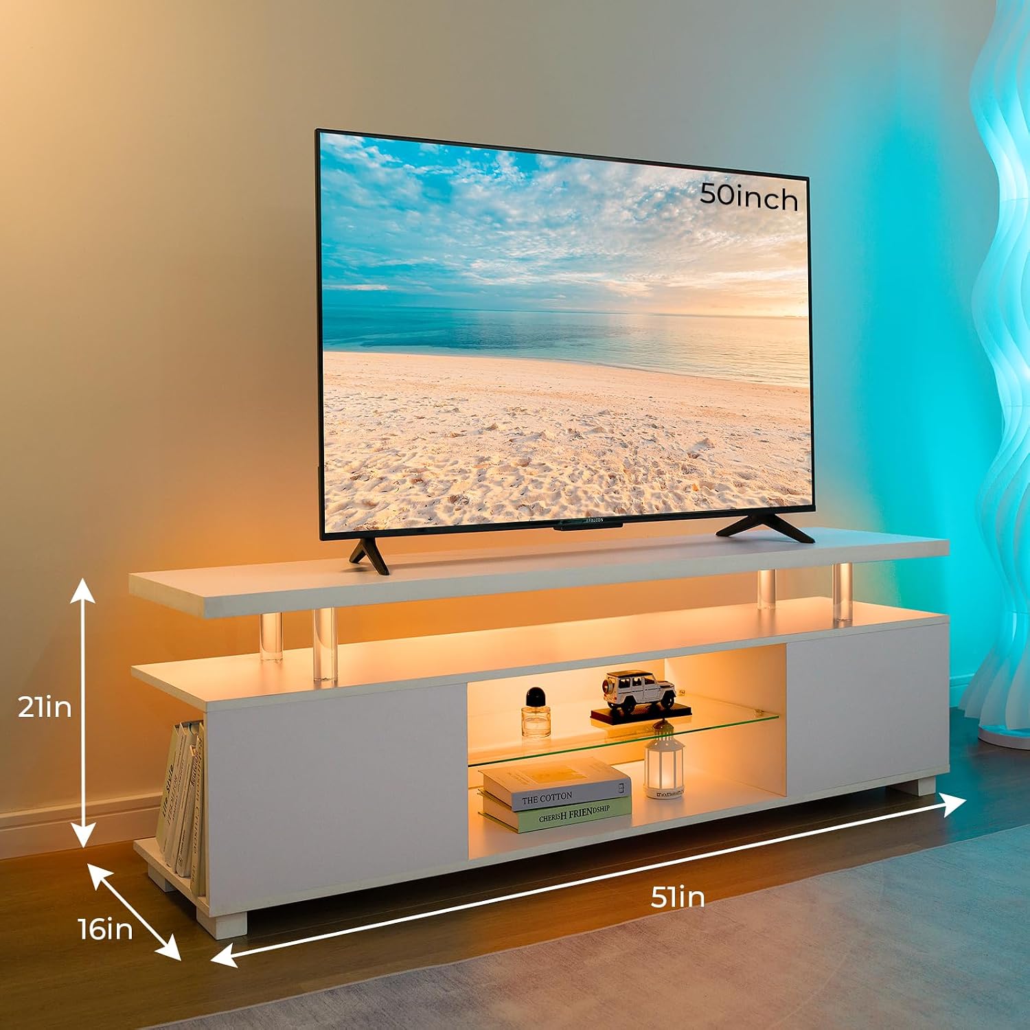 Meuble TV LED blanc, centre de - Gaming Console Entertainment Center avis et prix