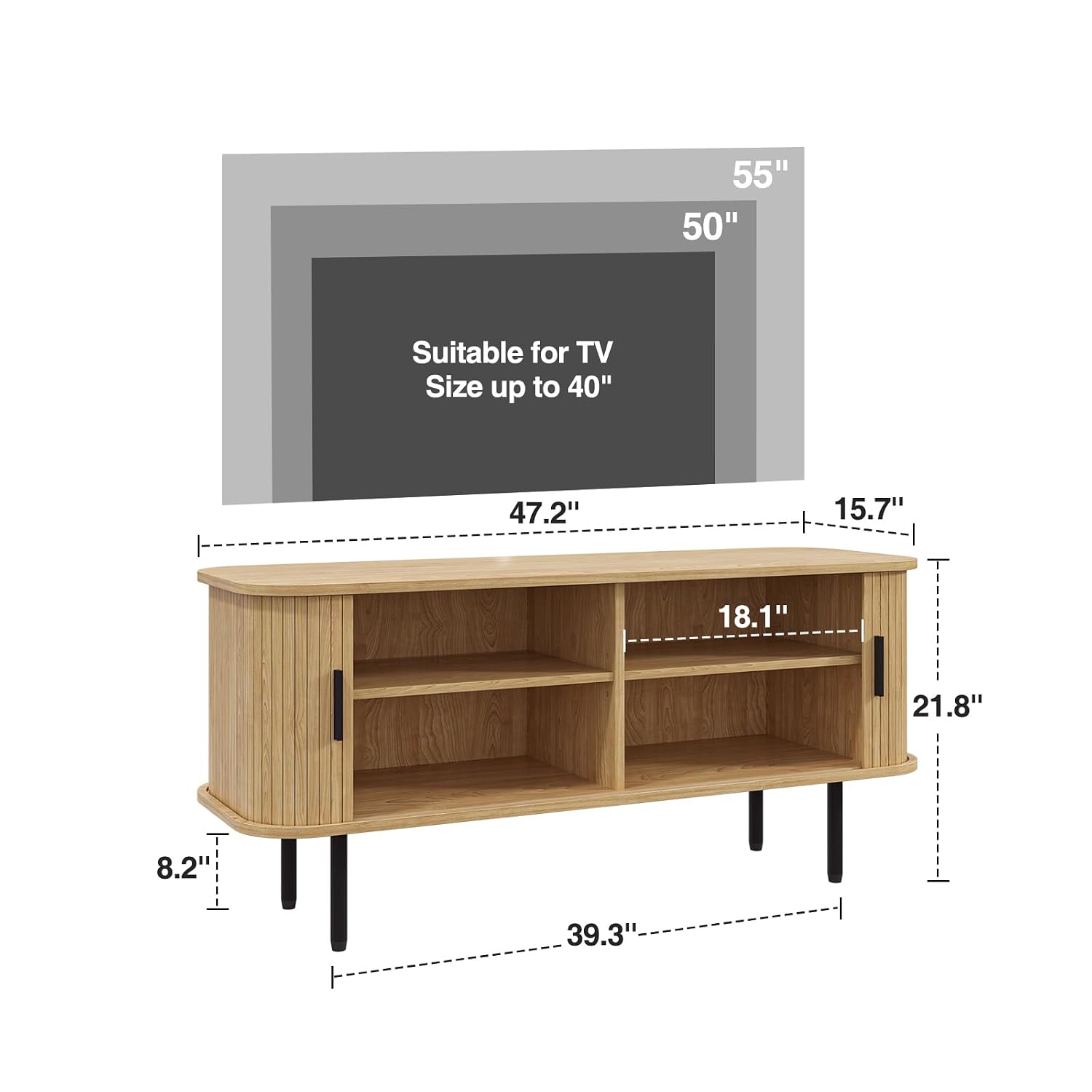 Meuble TV cannelé naturel pour - Gaming Console Entertainment Center avis et prix
