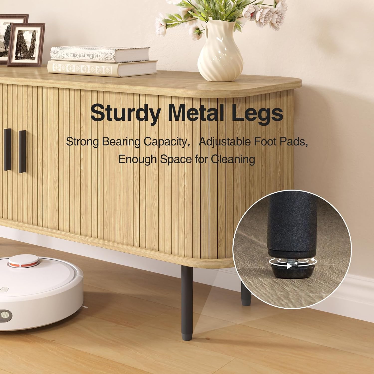 Meuble TV cannelé naturel pour - Gaming Console Entertainment Center avis et prix