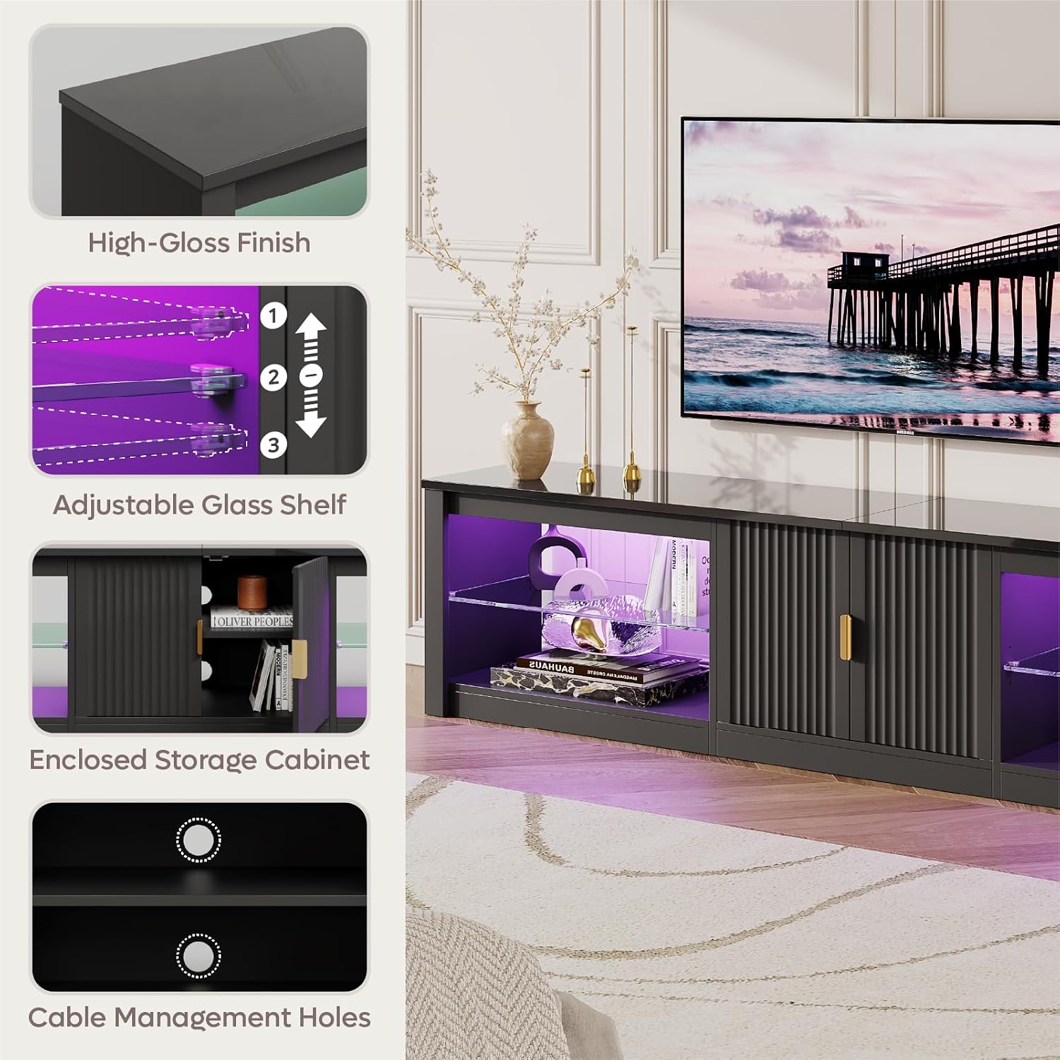 Meuble TV 80 pouces pour télév - Gaming Console Entertainment Center avis et prix