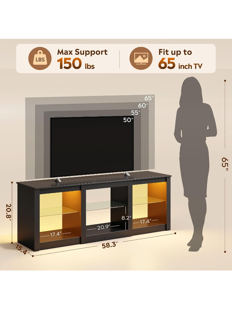 Meuble TV LED 58 pouces, centr - Gaming Console Entertainment Center avis et prix