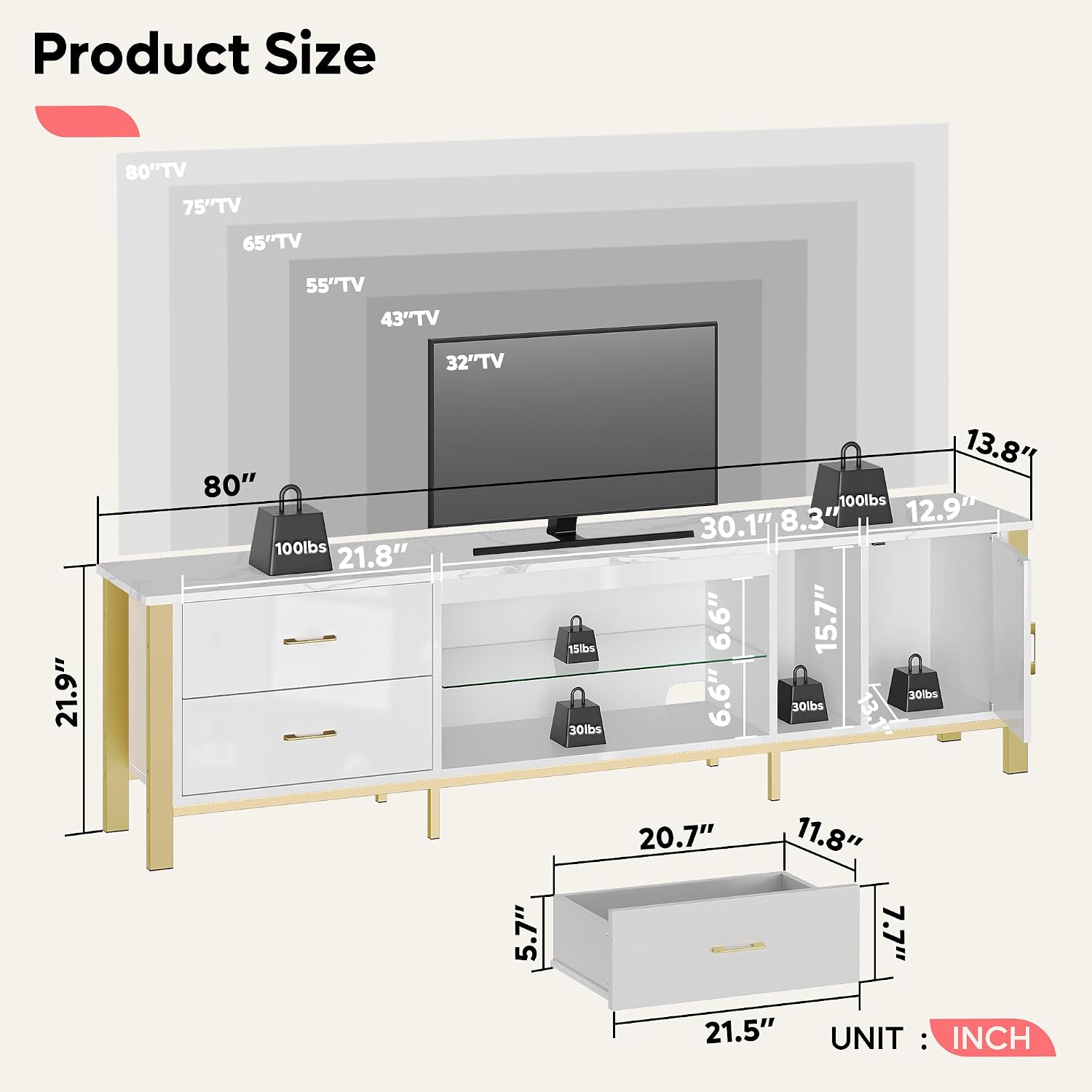 Meuble TV pour téléviseurs de  - Gaming Console Entertainment Center avis et prix