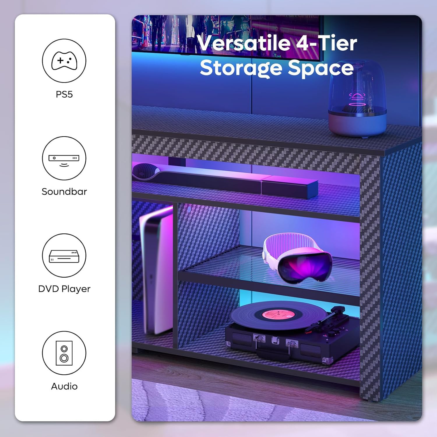 Meuble TV pour téléviseur 70 p - Gaming Console Entertainment Center avis et prix