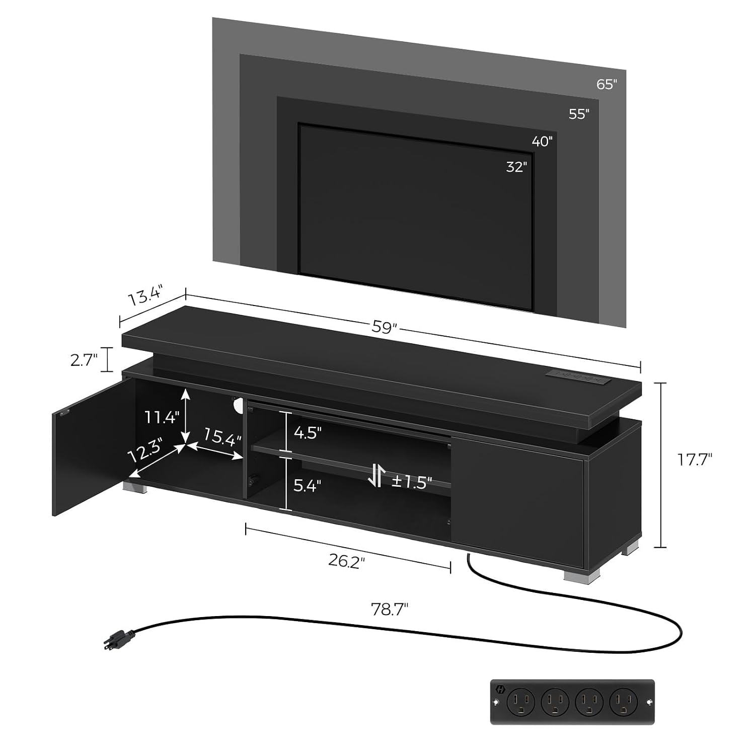 Meuble TV avec prise de couran - Gaming Console Entertainment Center avis et prix