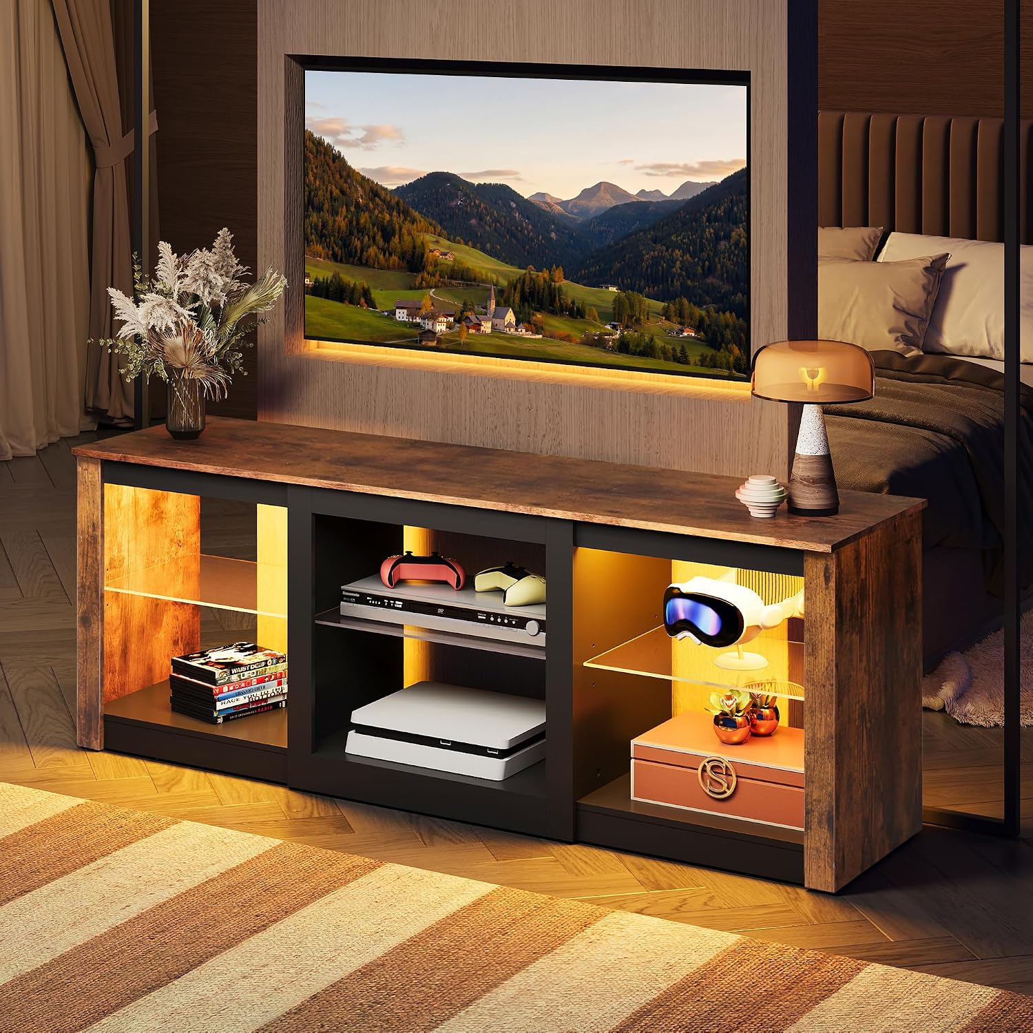 Meuble TV LED avec étagères en - Gaming Console Entertainment Center avis et prix